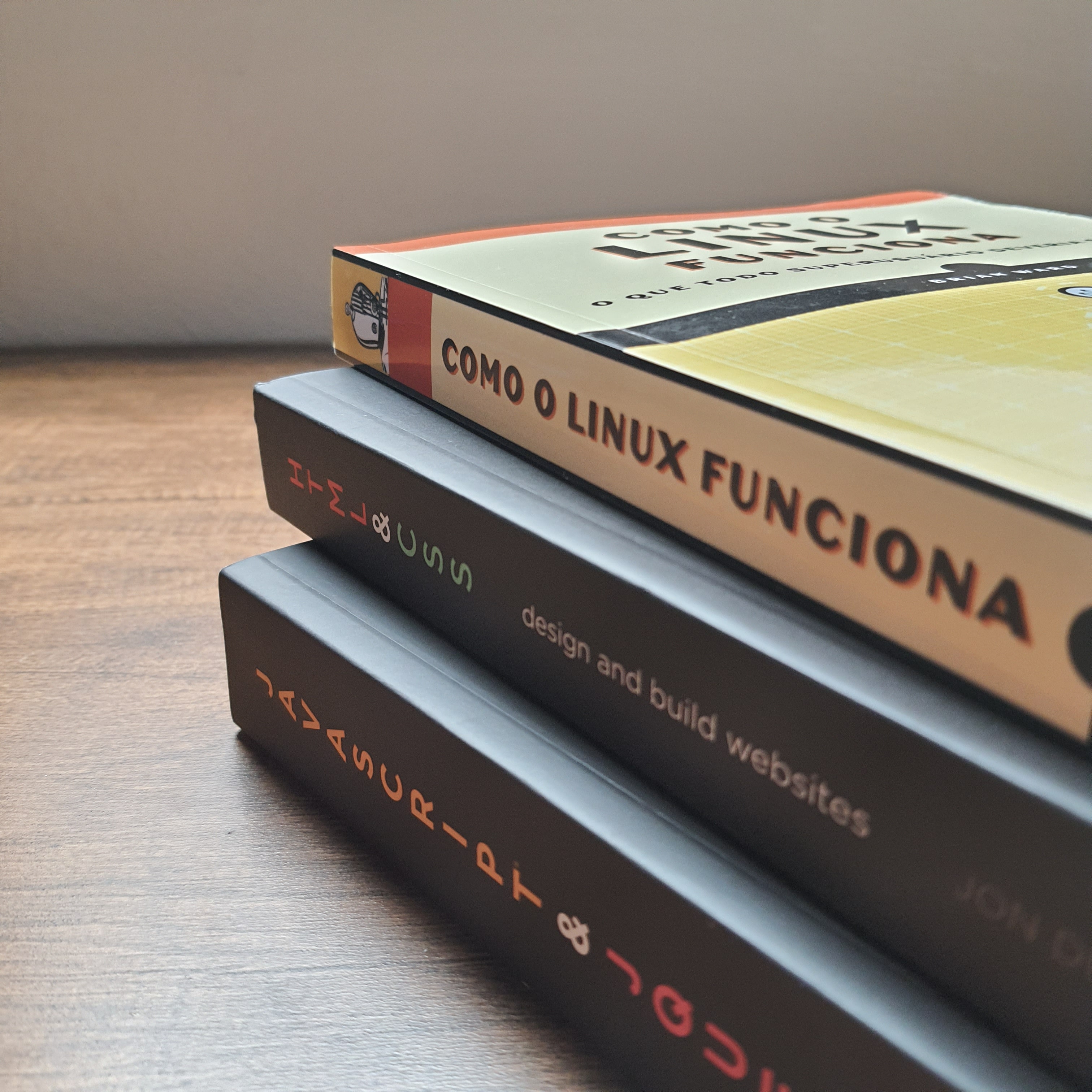 Photo of a stack of web development textbooks by Luis Lopes on Unsplash